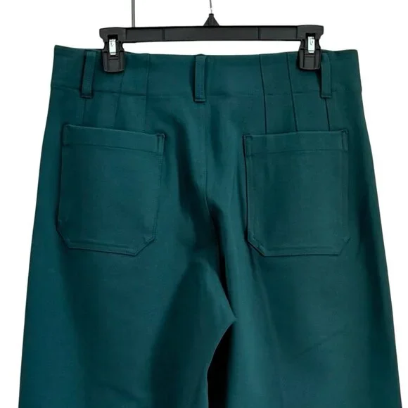 Anthropologie Maeve Colette Crop Wide Leg PONTE Pants Womens 31 Dark Green NWT